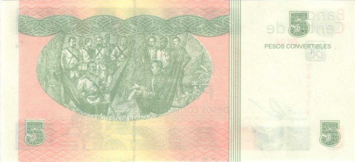 Back of Cuba pFX55: 5 Pesos Convertibles from 2013