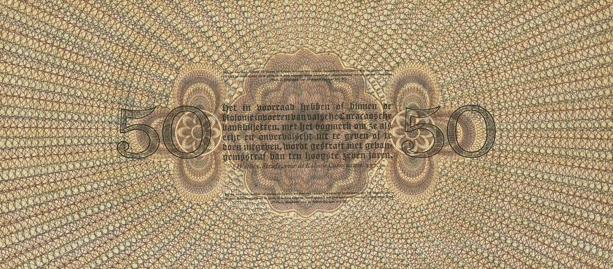 Back of Curacao p11: 50 Gulden from 1925