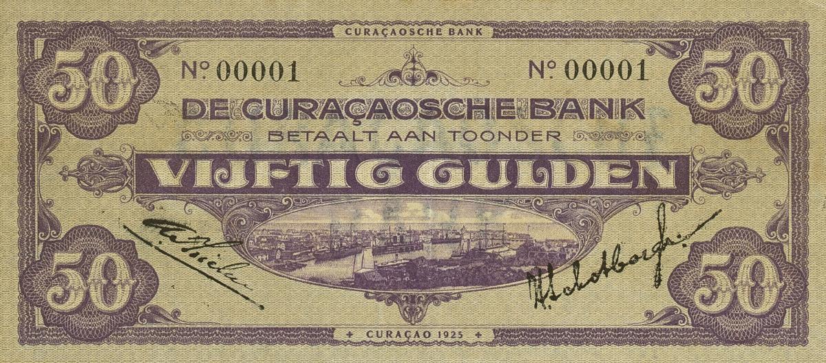 Front of Curacao p11: 50 Gulden from 1925