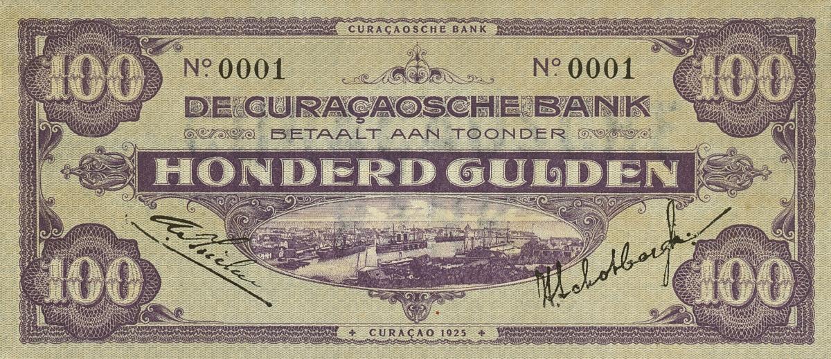 Front of Curacao p12: 100 Gulden from 1925