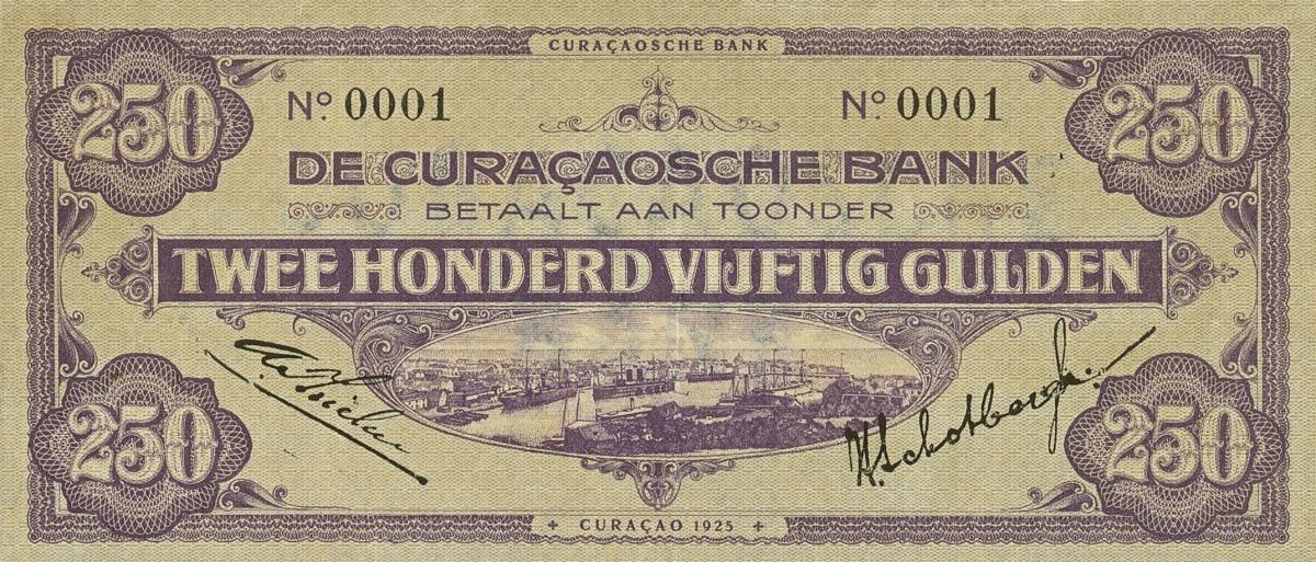 Front of Curacao p13: 250 Gulden from 1925