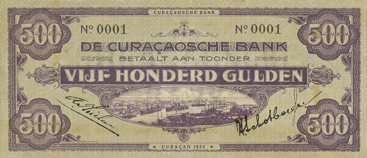 Front of Curacao p14: 500 Gulden from 1925