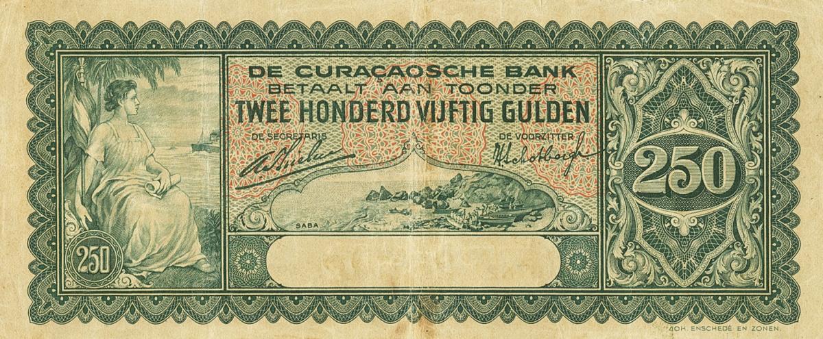 Front of Curacao p20: 250 Gulden from 1930