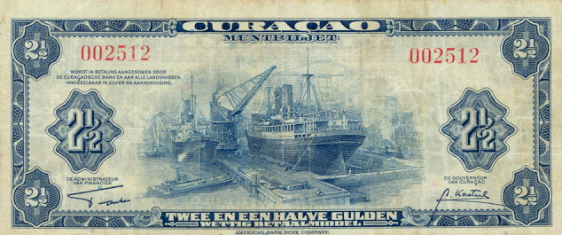 Front of Curacao p36a: 2.5 Gulden from 1942
