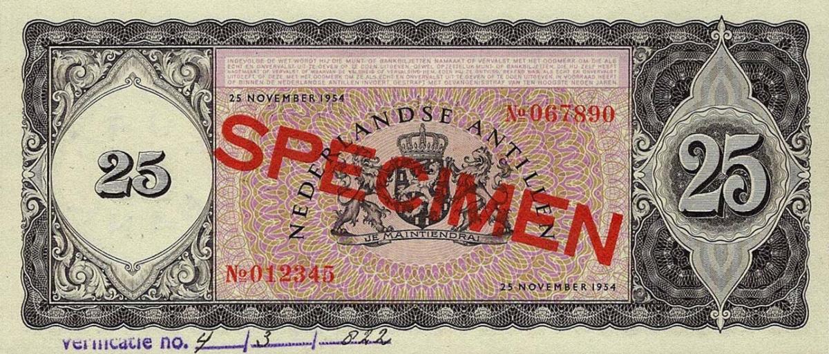 Back of Curacao p40s: 25 Gulden from 1954