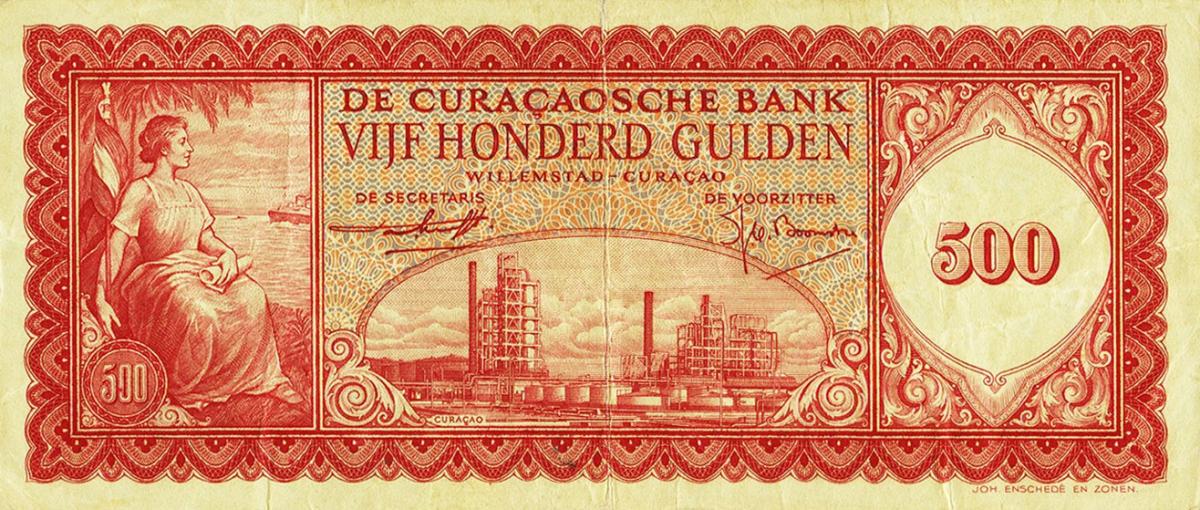 Front of Curacao p44a: 500 Gulden from 1954