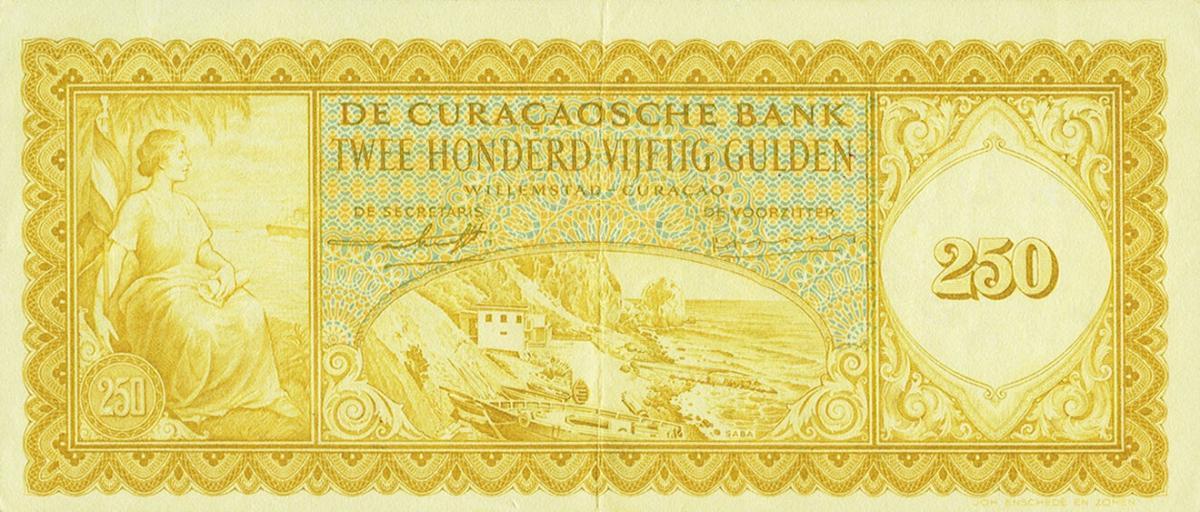 Front of Curacao p50: 250 Gulden from 1958