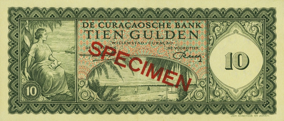 Front of Curacao p52s: 10 Gulden from 1960