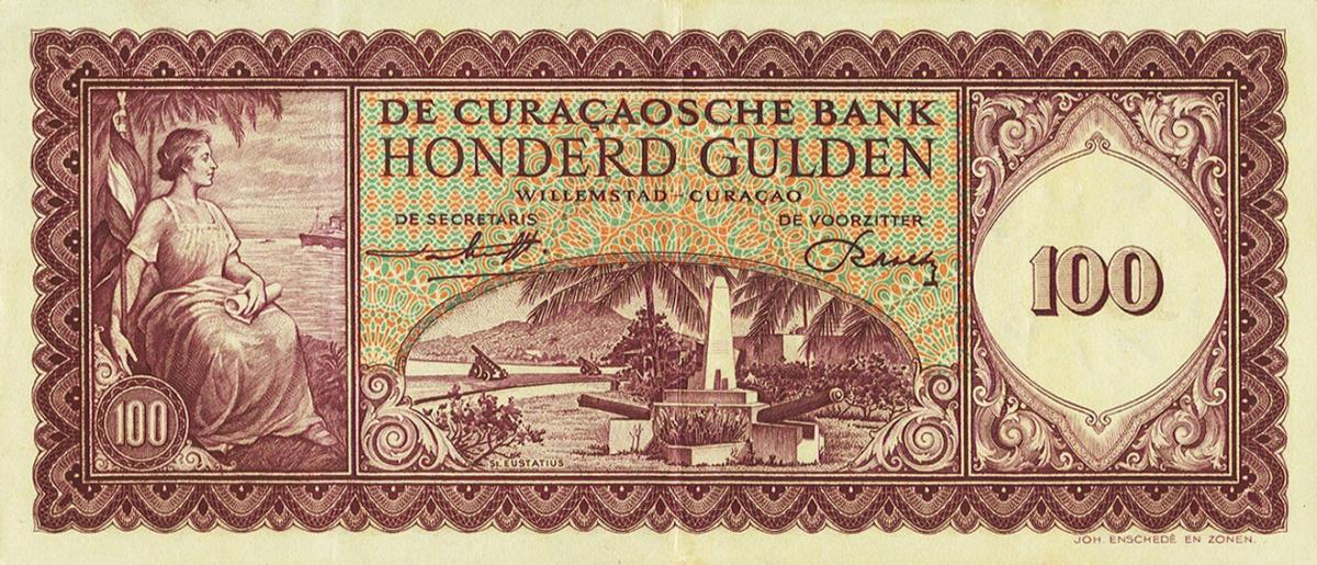 Front of Curacao p55a: 100 Gulden from 1960