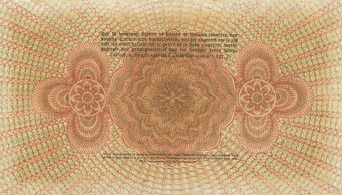 Back of Curacao p7Ca: 2.5 Gulden from 1918