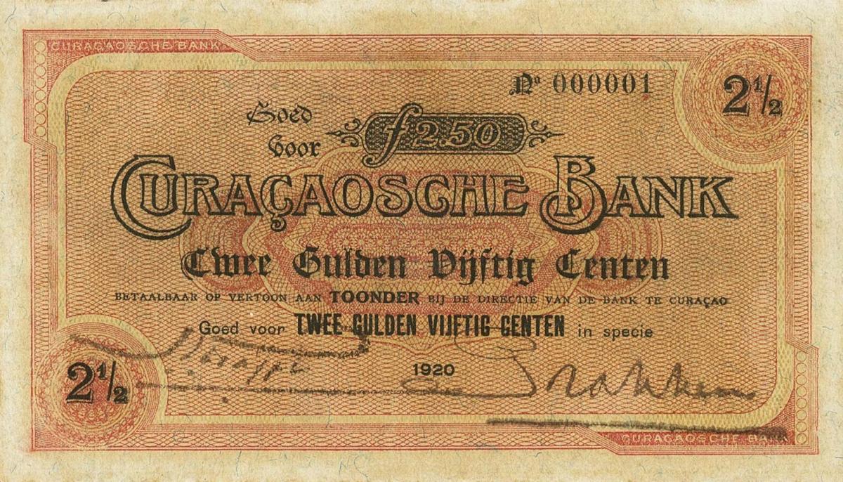 Front of Curacao p7Ca: 2.5 Gulden from 1918