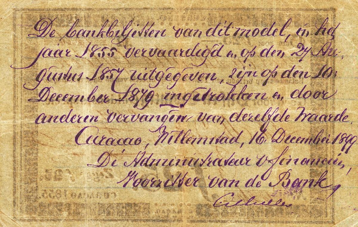 Back of Curacao pA13: 25 Gulden from 1855