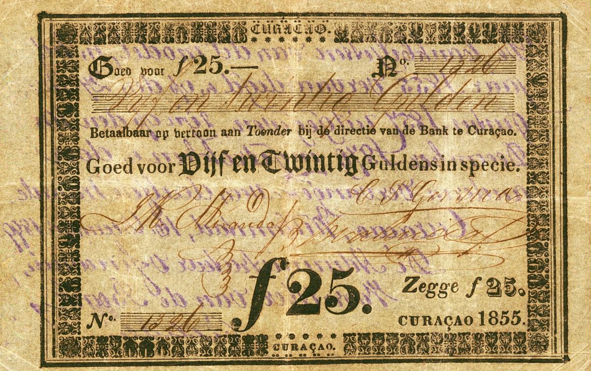 Front of Curacao pA13: 25 Gulden from 1855