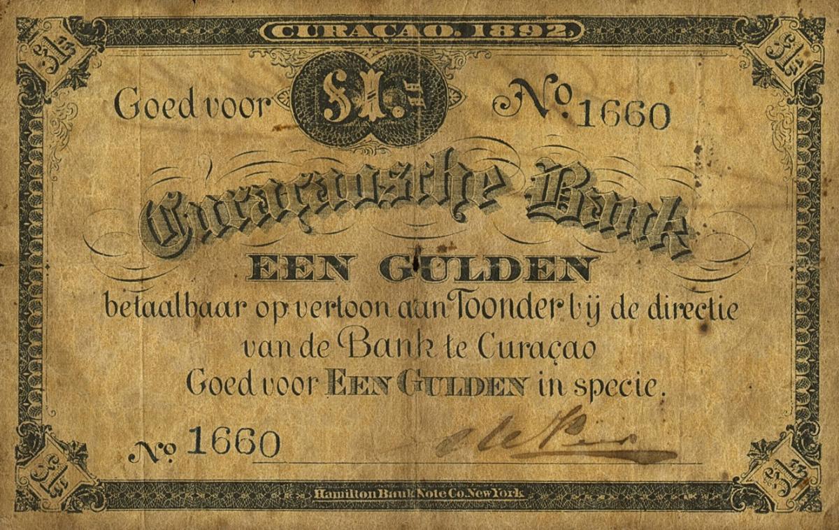 Front of Curacao pA53: 1 Gulden from 1892