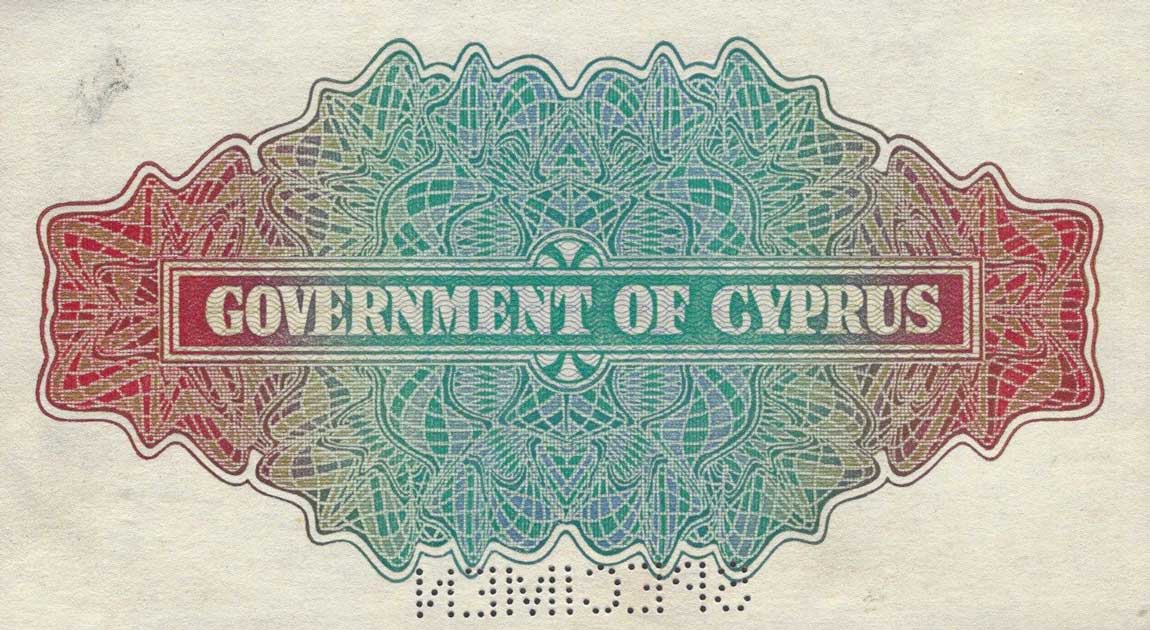 Back of Cyprus p20s: 1 Shilling from 1939