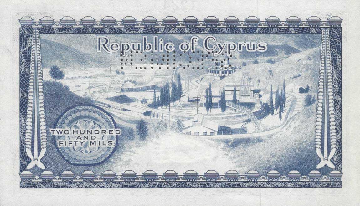 Back of Cyprus p37s: 250 Mils from 1961