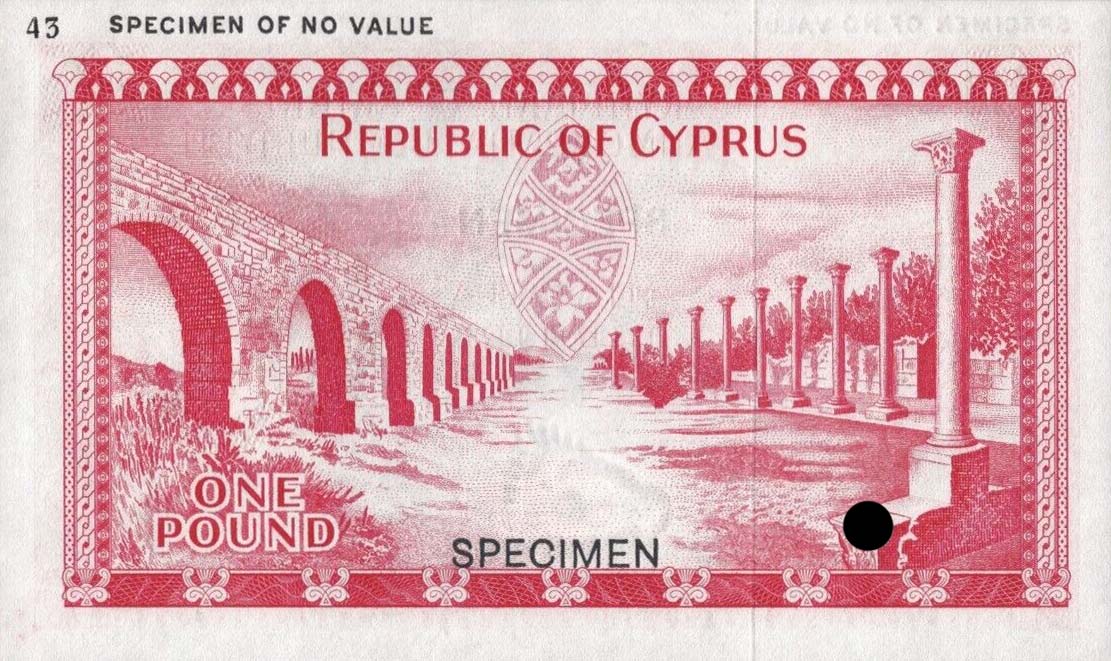 Back of Cyprus p39ct: 1 Pound from 1961