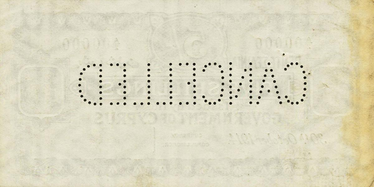 Back of Cyprus p3s: 5 Shillings from 1914