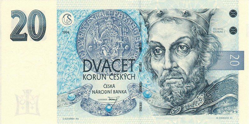 Front of Czech Republic p10a: 20 Korun from 1994