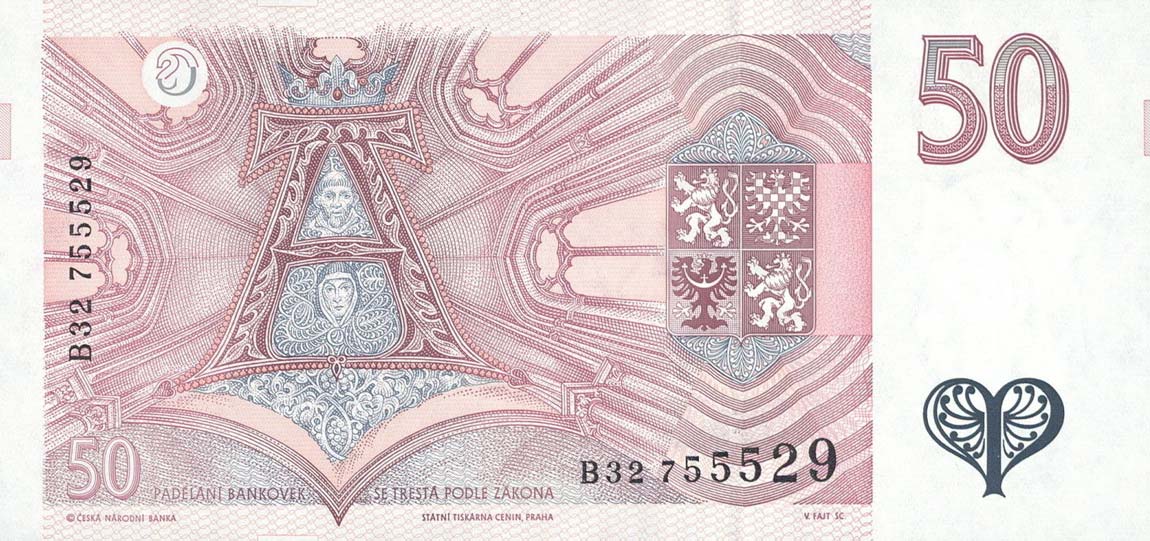 Back of Czech Republic p11a: 50 Koruna from 1994