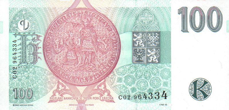 Back of Czech Republic p18a: 100 Korun from 1997