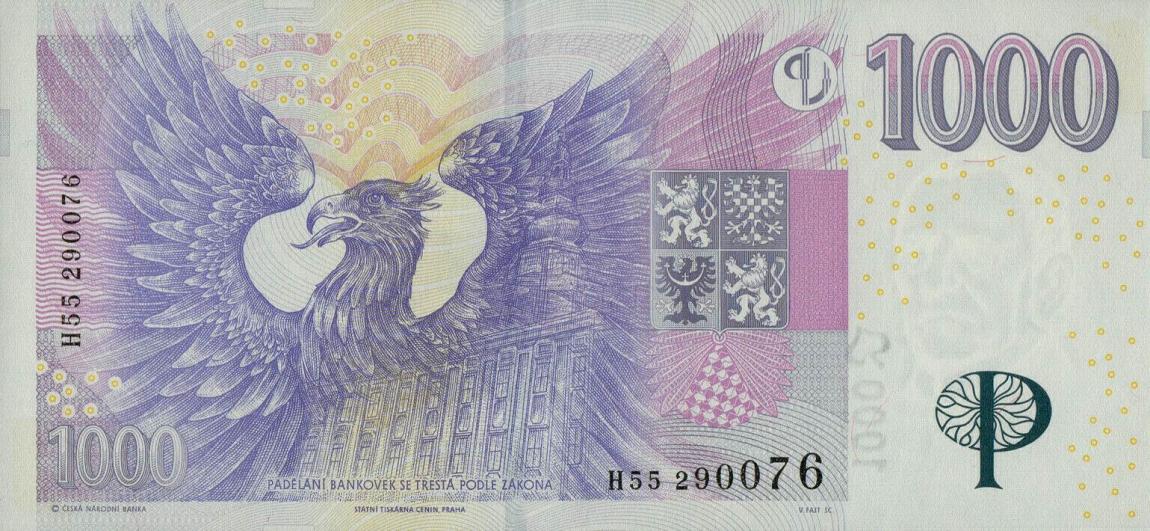 Back of Czech Republic p25a: 1000 Korun from 2008