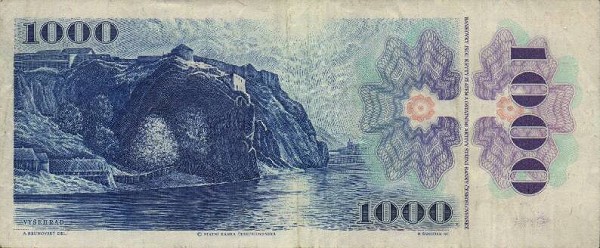 Back of Czech Republic p3a: 1000 Korun from 1993