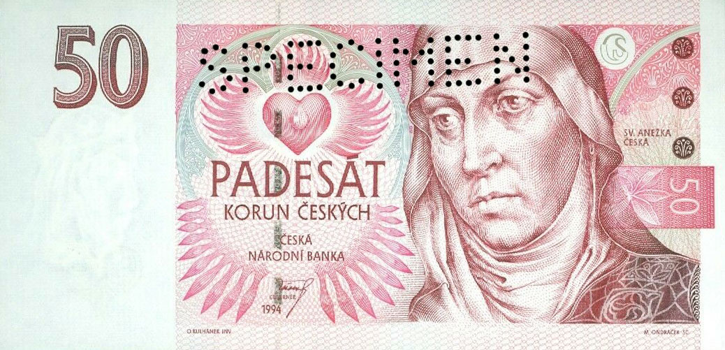 Front of Czech Republic p11s: 50 Korun from 1994