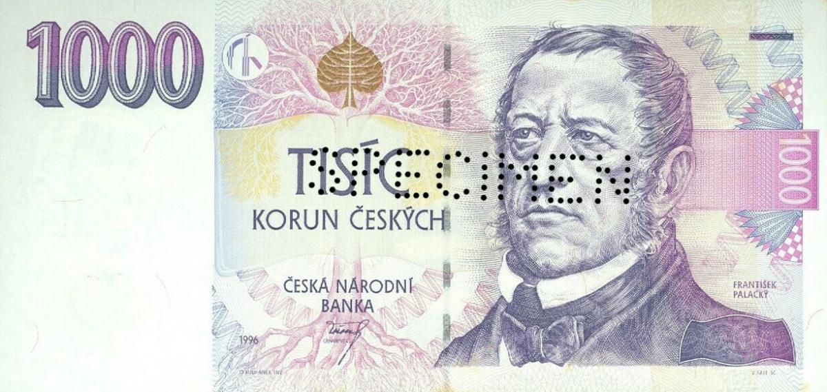 Front of Czech Republic p15s: 1000 Korun from 1996