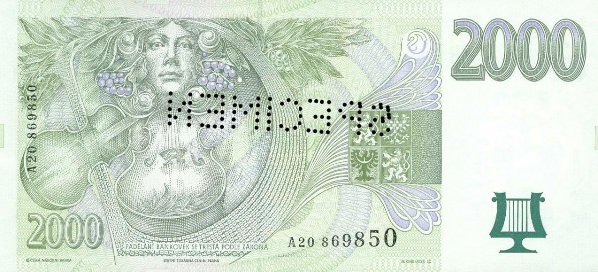 Back of Czech Republic p16s: 2000 Korun from 1996