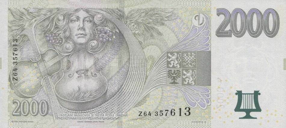 Back of Czech Republic p26f: 2000 Korun from 2007