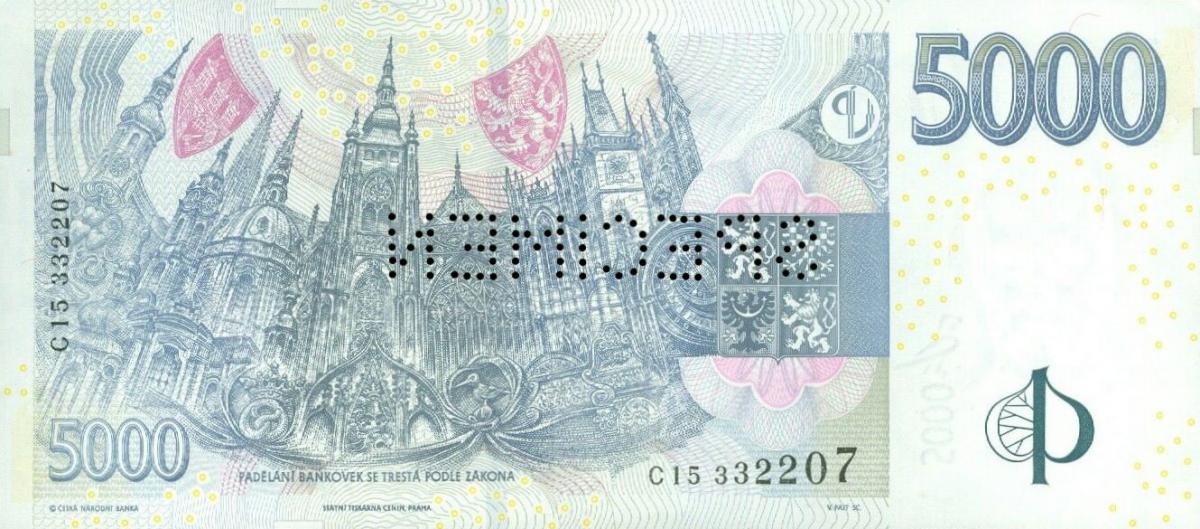 Back of Czech Republic p27s: 5000 Korun from 2009