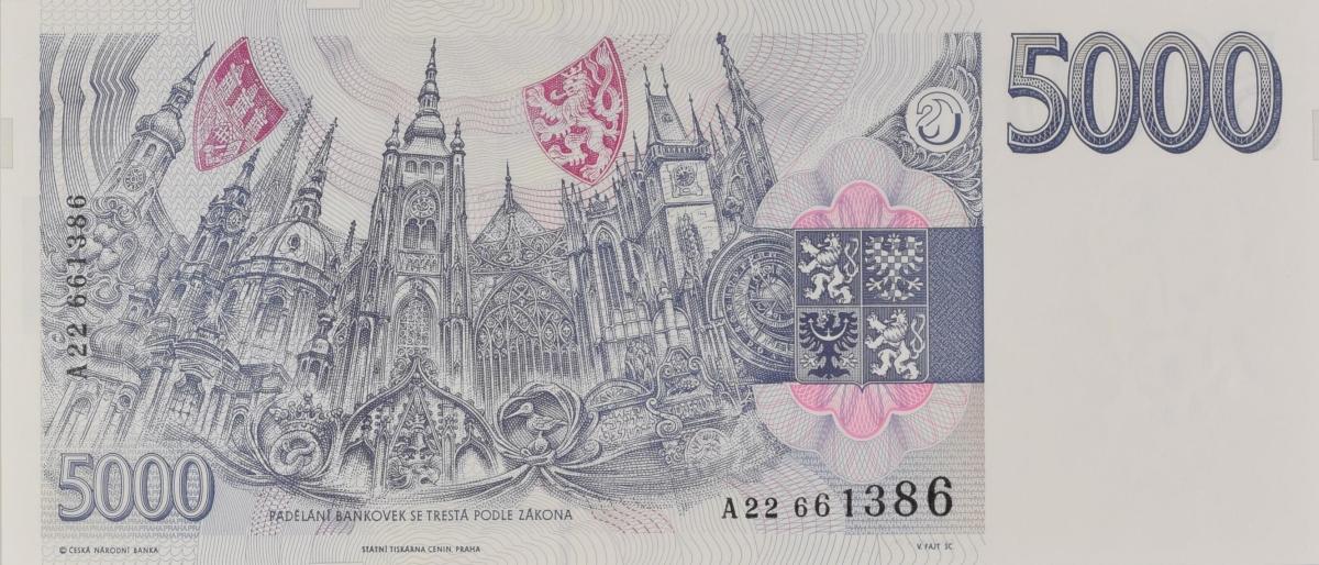 Back of Czech Republic p9: 5000 Koruna from 1993