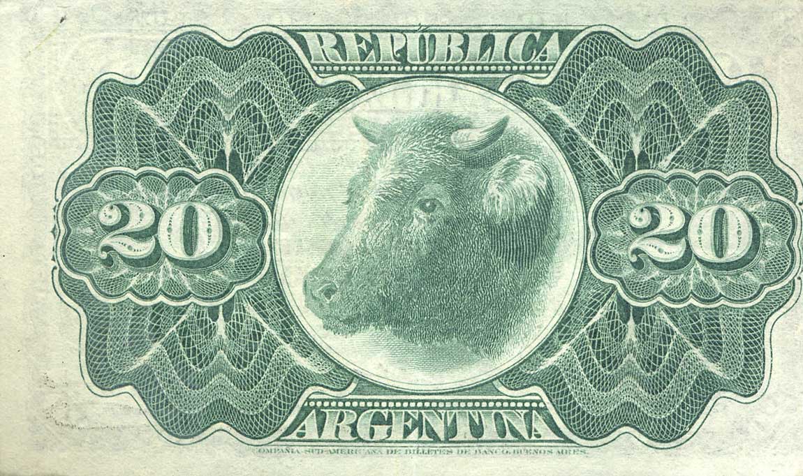 Back of Argentina p215: 20 Centavos from 1892