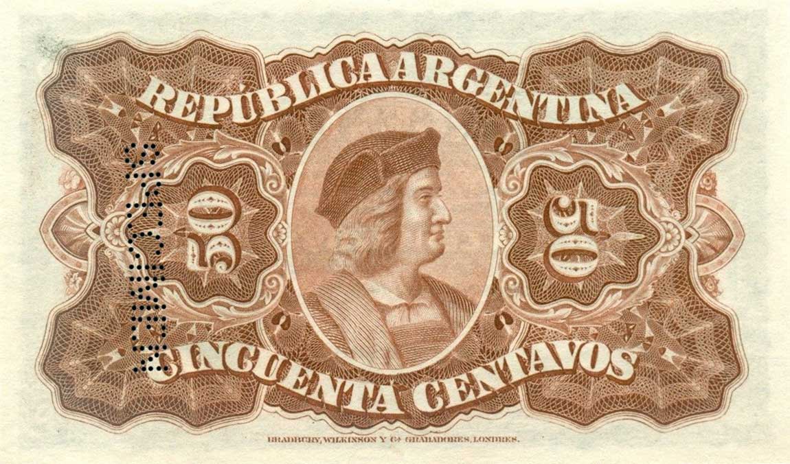 Back of Argentina p230s: 50 Centavos from 1895