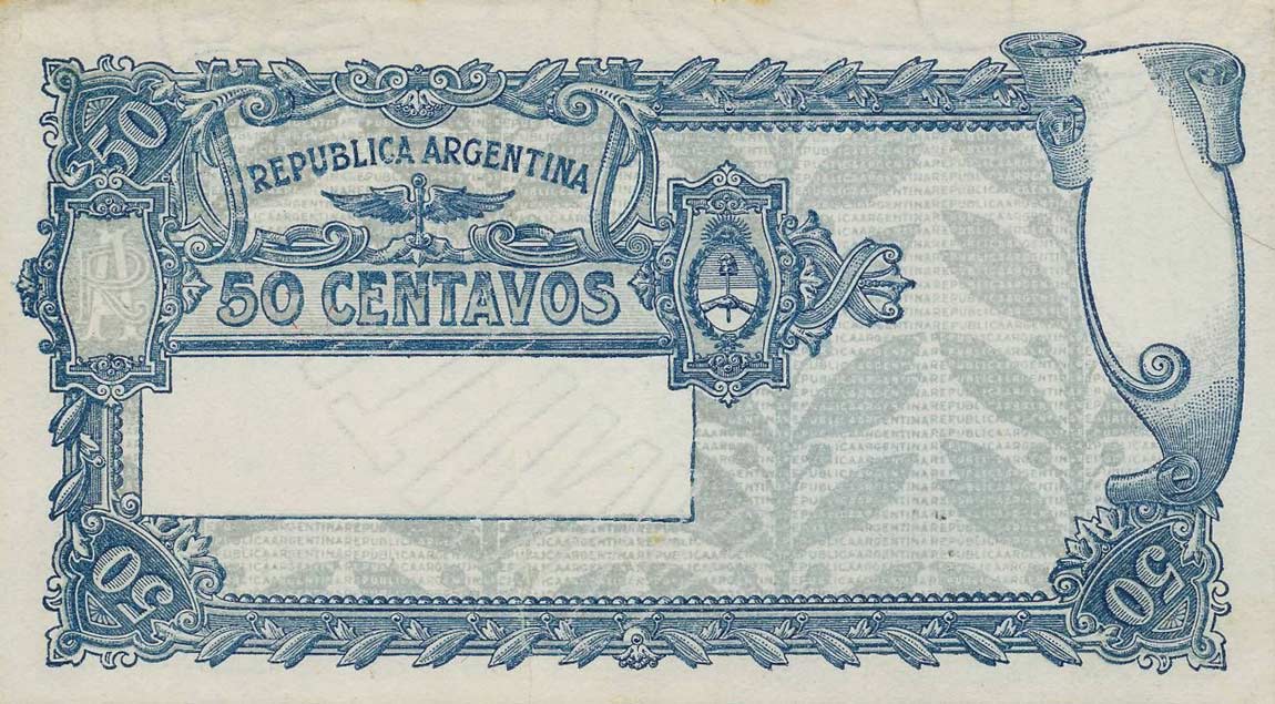 Back of Argentina p242: 50 Centavos from 1918