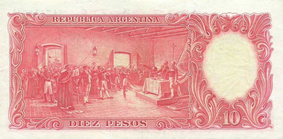 Back of Argentina p265c: 10 Pesos from 1942