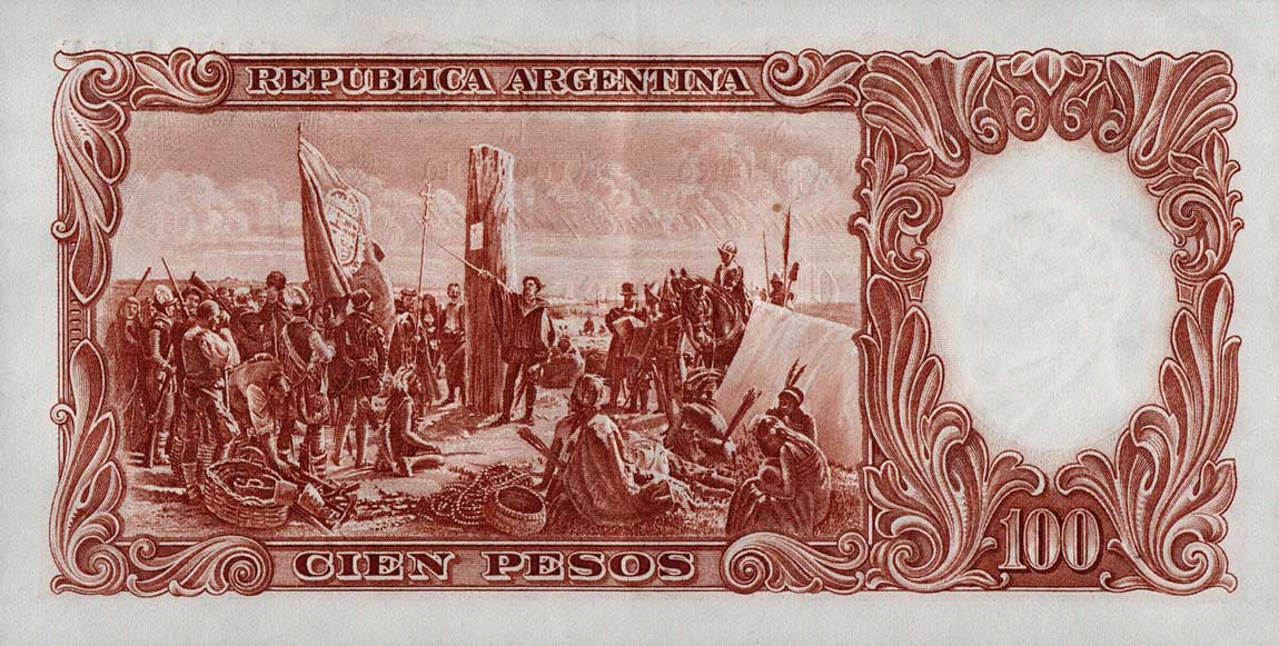 Back of Argentina p277a: 100 Pesos from 1967