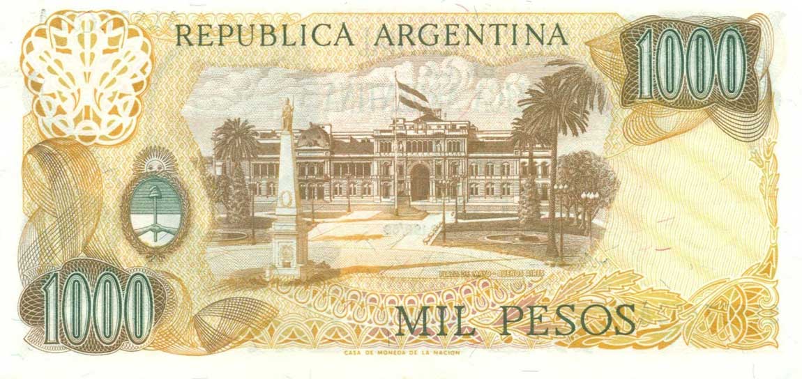 Back of Argentina p299a: 1000 Pesos from 1973