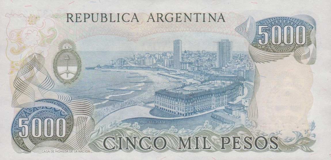 Back of Argentina p305a: 5000 Pesos from 1977