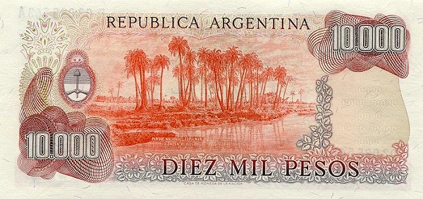 Back of Argentina p306a: 10000 Pesos from 1976