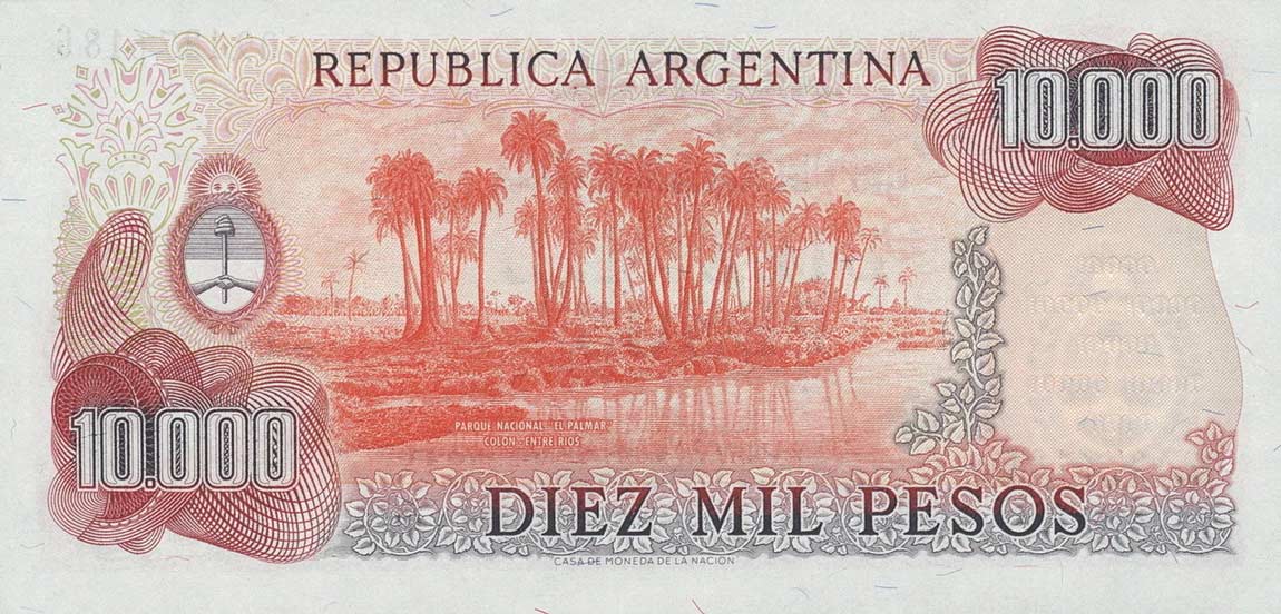 Back of Argentina p306b: 10000 Pesos from 1976