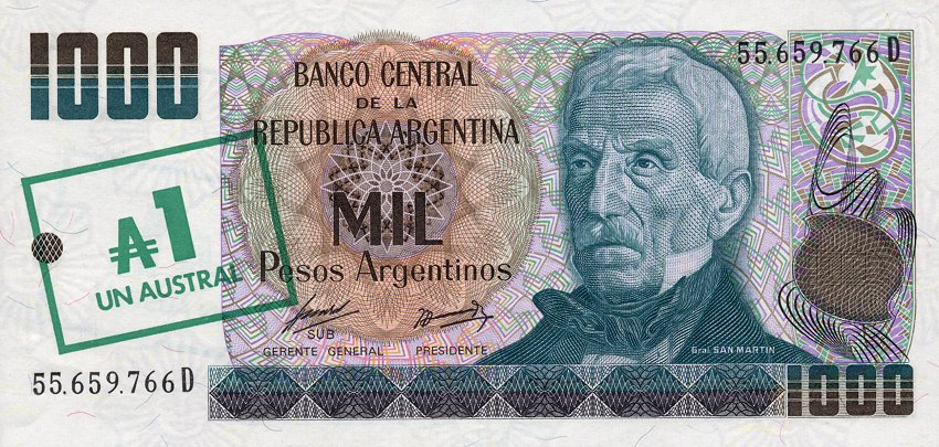 Front of Argentina p320: 1 Austral from 1985