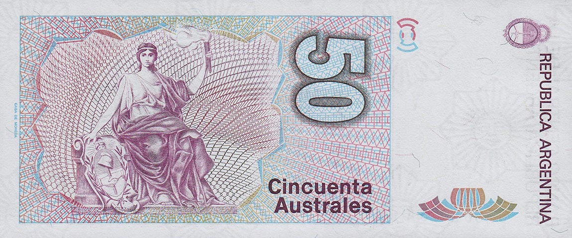 Back of Argentina p326b: 50 Australes from 1986