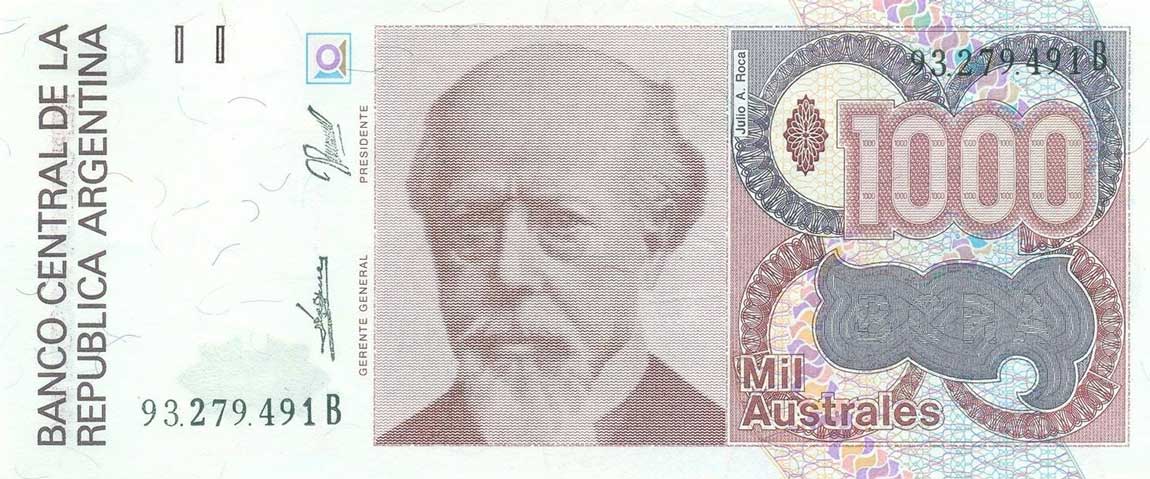Front of Argentina p329b: 1000 Austral from 1988