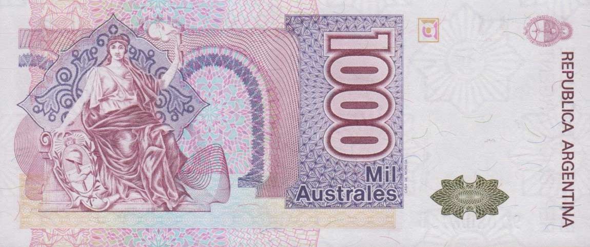 Back of Argentina p329c: 1000 Austral from 1988