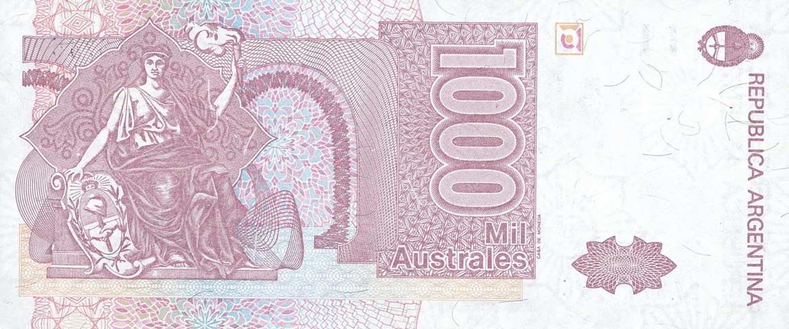 Back of Argentina p329d: 1000 Austral from 1988