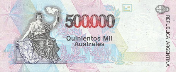 Back of Argentina p338: 500000 Austral from 1991