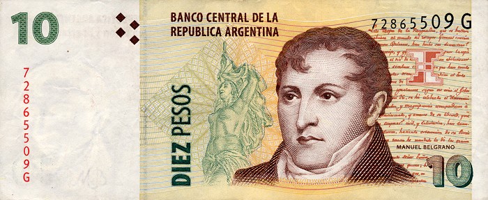 Front of Argentina p354a: 10 Pesos from 2003