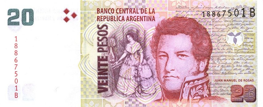 Front of Argentina p355a: 20 Pesos from 2002